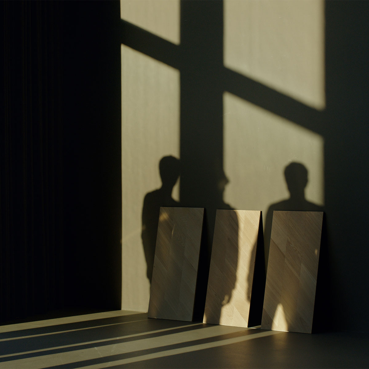 Shadow of the three founders of atelier oï and Spinpark planks